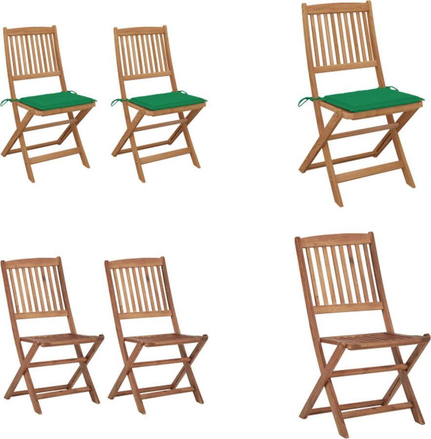VidaXL Tuinstoelen 2 st inklapbaar met kussens massief acaciahout Tuinstoel Tuinstoelen Tuin Stoel Tuin Stoelen