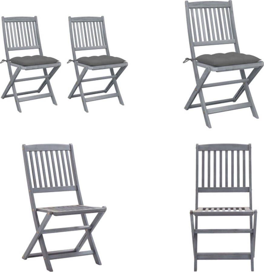 VidaXL Tuinstoelen 2 st inklapbaar met kussens massief acaciahout Tuinstoel Tuinstoelen Tuin Stoel Tuin Stoelen