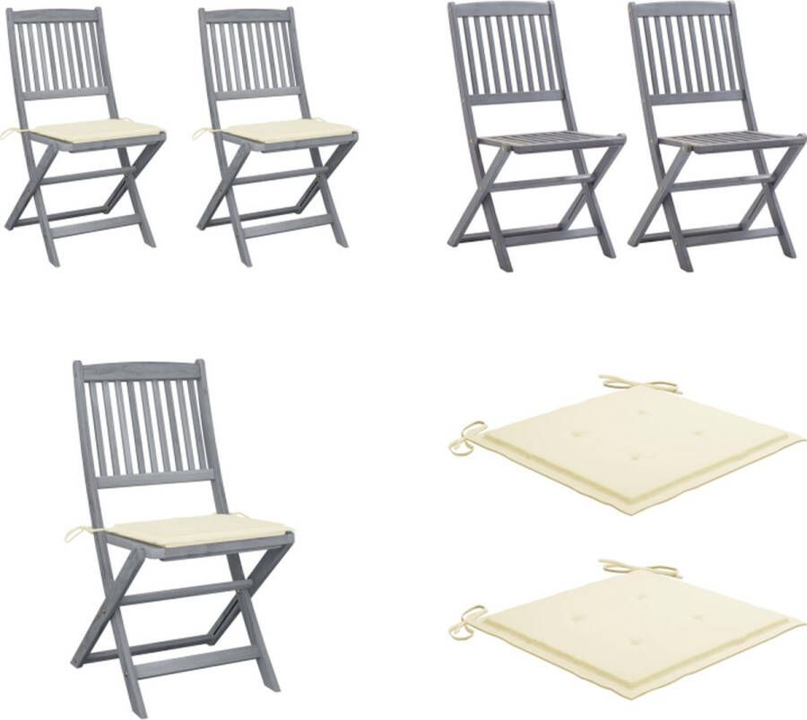 VidaXL Tuinstoelen 2 st inklapbaar met kussens massief acaciahout Tuinstoel Tuinstoelen Tuin Stoel Tuin Stoelen