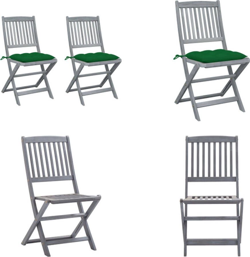 VidaXL Tuinstoelen 2 st inklapbaar met kussens massief acaciahout Tuinstoel Tuinstoelen Tuin Stoel Tuin Stoelen