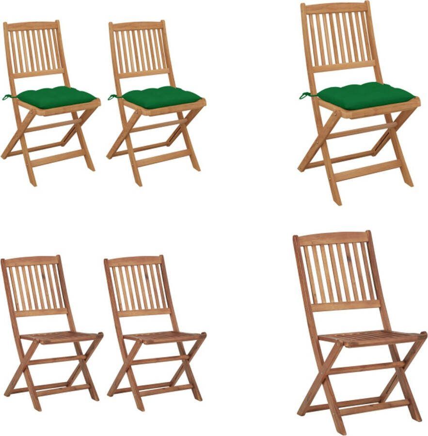 VidaXL Tuinstoelen 2 st inklapbaar met kussens massief acaciahout Tuinstoel Tuinstoelen Tuin Stoel Tuin Stoelen
