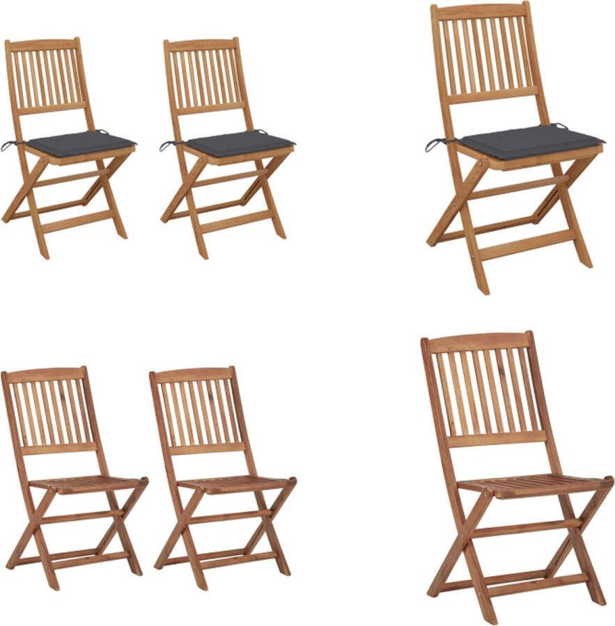 VidaXL Tuinstoelen 2 st inklapbaar met kussens massief acaciahout Tuinstoel Tuinstoelen Tuin Stoel Tuin Stoelen