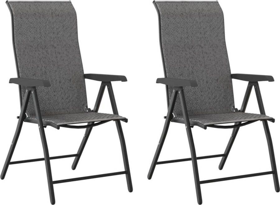 VidaXL Tuinstoelen 2 st inklapbaar poly rattan grijs