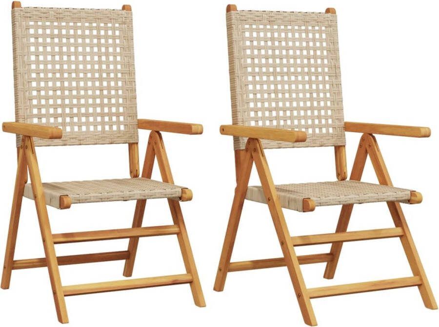 VidaXL Tuinstoelen 2 st massief acaciahout en poly rattan beige