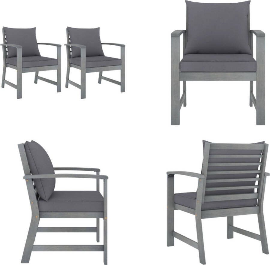 VidaXL Tuinstoelen 2 st met donkergrijze kussens massief acaciahout Tuinstoel Tuinstoelen Tuin Stoel Tuin Stoelen