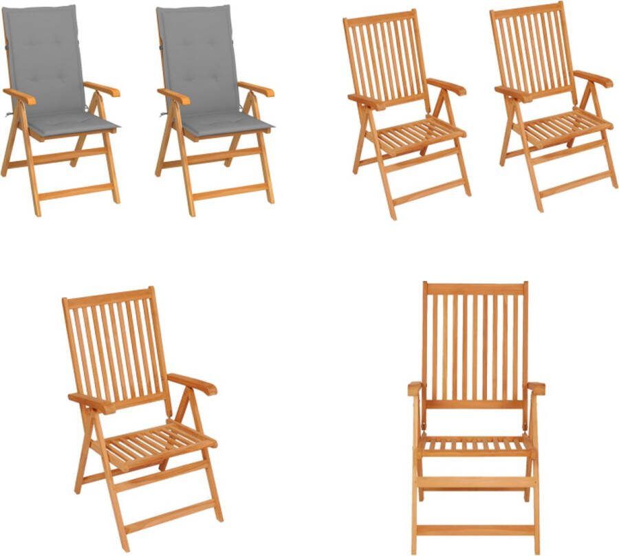 VidaXL Tuinstoelen 2 st met grijze kussens massief teakhout Tuinstoel Tuinstoelen Tuin Stoel Tuin Stoelen