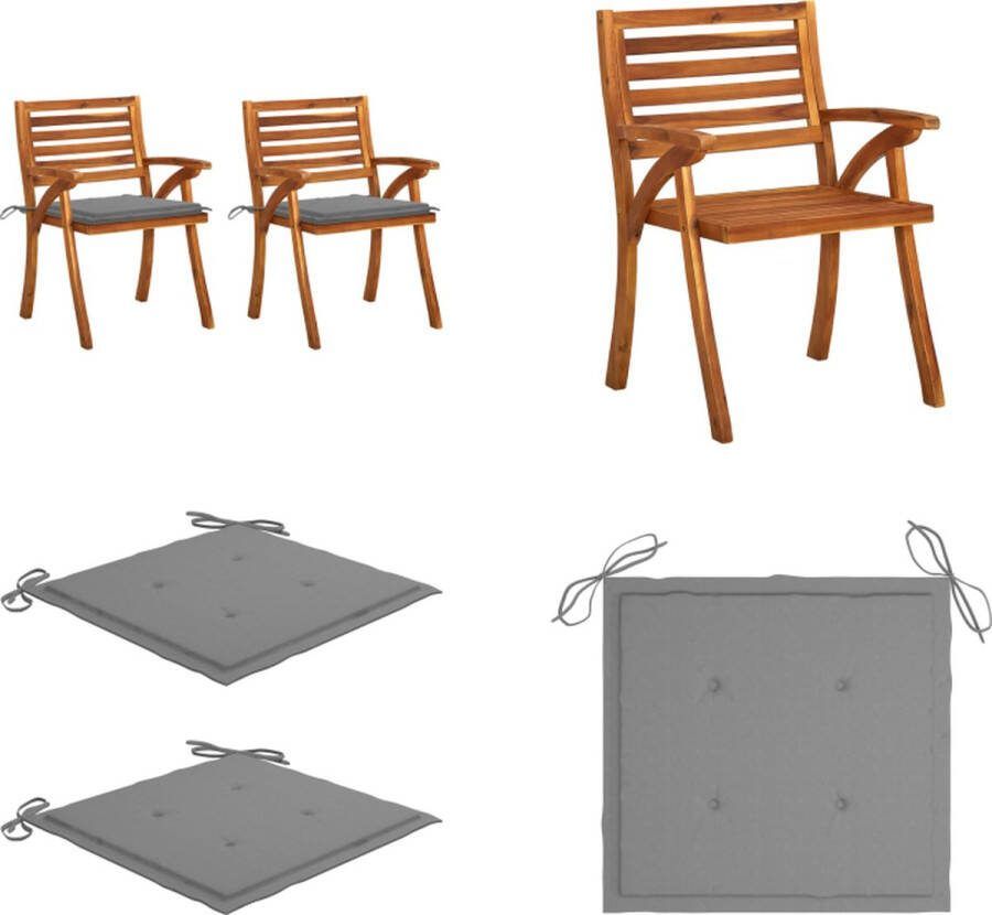 VidaXL Tuinstoelen 2 st met kussens massief acaciahout Eetkamerstoel Eetkamerstoelen Houten Eetkamerstoel Houten Eetkamerstoelen