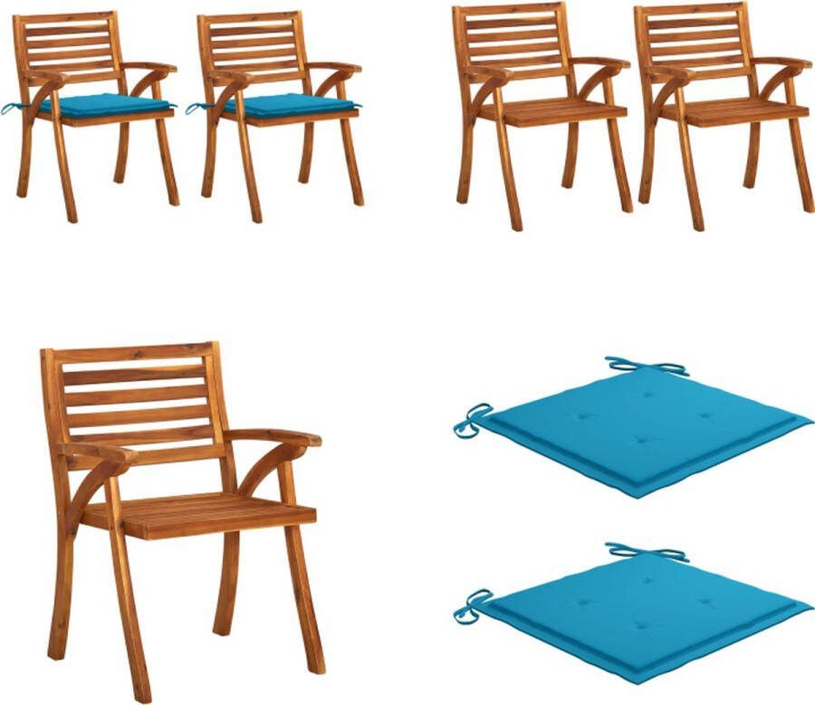 VidaXL Tuinstoelen 2 st met kussens massief acaciahout Eetkamerstoel Eetkamerstoelen Houten Eetkamerstoel Houten Eetkamerstoelen