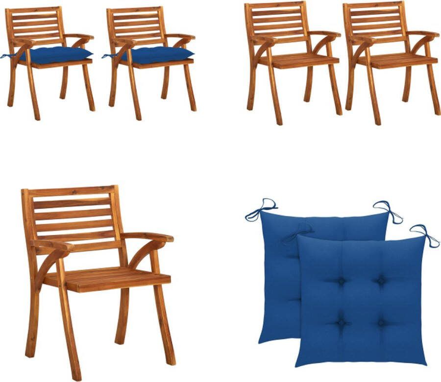 VidaXL Tuinstoelen 2 st met kussens massief acaciahout Eetkamerstoel Eetkamerstoelen Houten Eetkamerstoel Houten Eetkamerstoelen