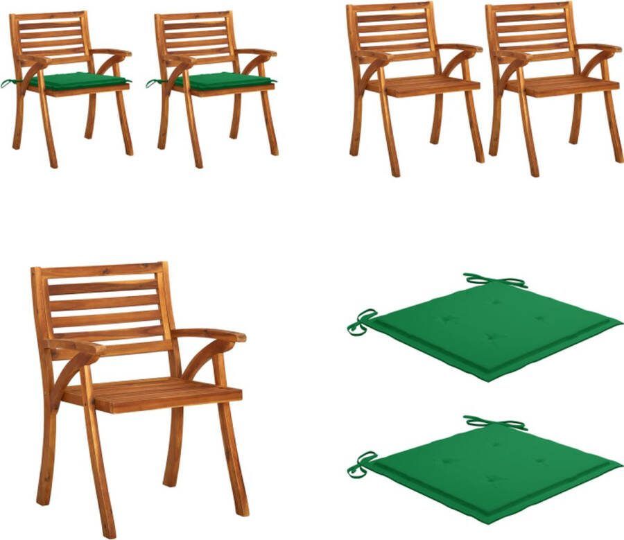 VidaXL Tuinstoelen 2 st met kussens massief acaciahout Eetkamerstoel Eetkamerstoelen Houten Eetkamerstoel Houten Eetkamerstoelen
