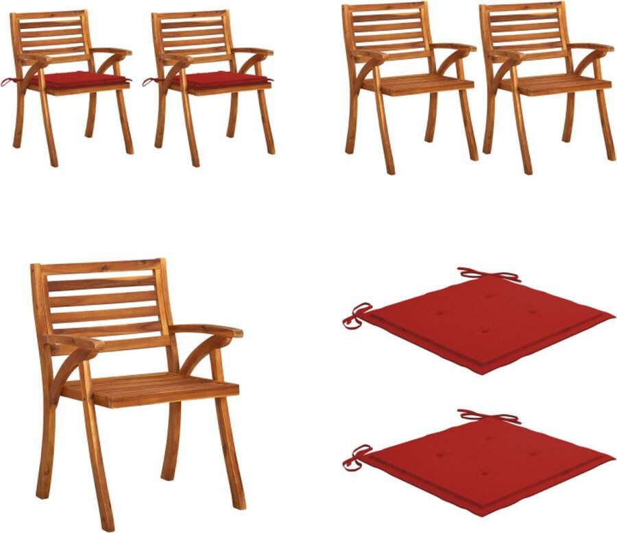 VidaXL Tuinstoelen 2 st met kussens massief acaciahout Eetkamerstoel Eetkamerstoelen Houten Eetkamerstoel Houten Eetkamerstoelen
