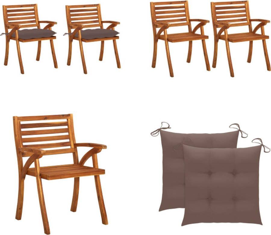 VidaXL Tuinstoelen 2 st met kussens massief acaciahout Eetkamerstoel Eetkamerstoelen Houten Eetkamerstoel Houten Eetkamerstoelen