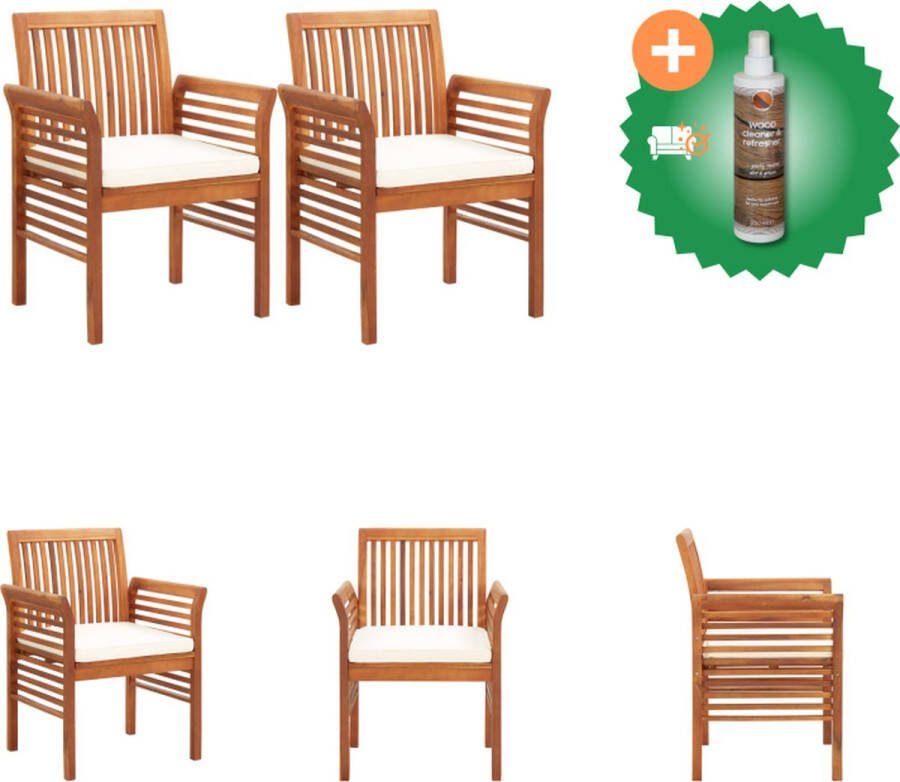 VidaXL Eetkamerstoel Acaciahout 64 x 60 x 90 cm Weerbestendig Inclusief kussen Tuinstoel Inclusief Houtreiniger en verfrisser
