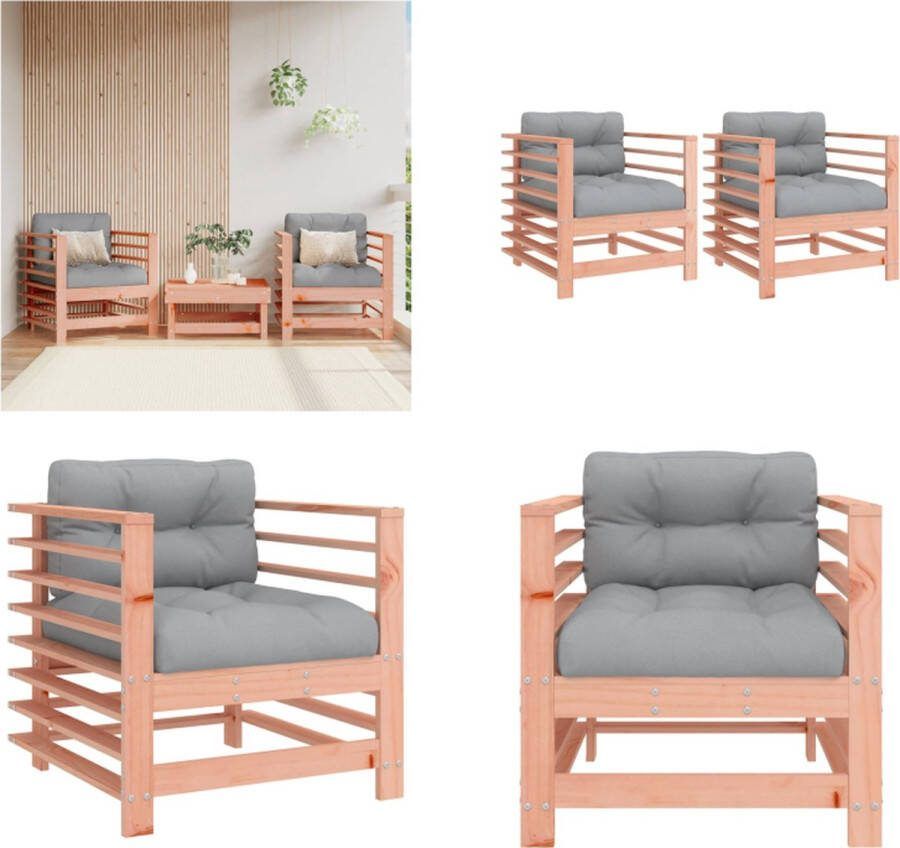 VidaXL Tuinstoelen 2 st met kussens massief douglashout Tuinstoel Tuinstoelen Stoel Loungestoel