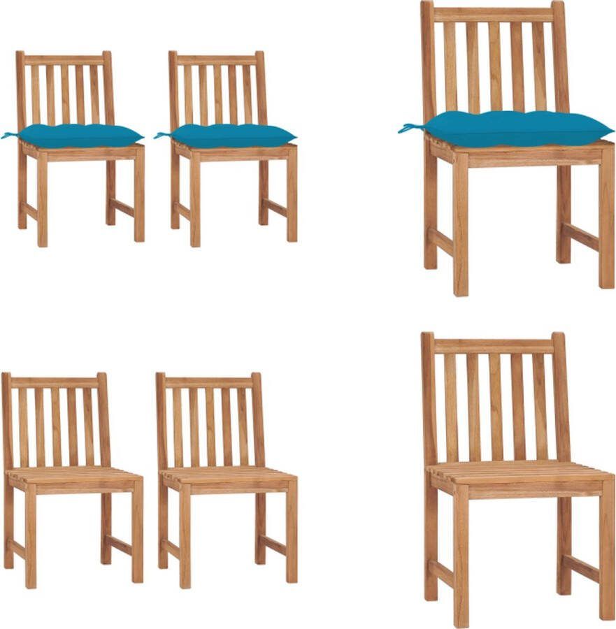 VidaXL Tuinstoelen 2 st met kussens massief teakhout Tuinstoel Tuinstoelen Buitenstoel Buitenstoelen