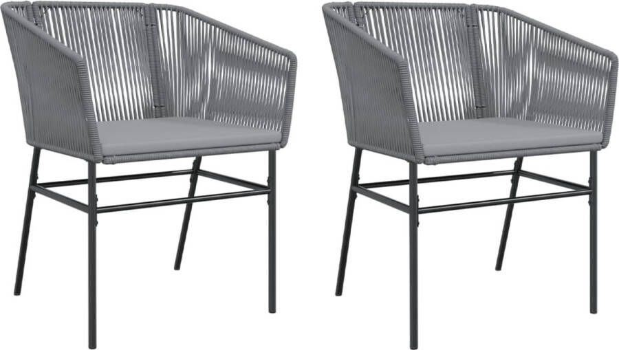 VidaXL Tuinstoelen 2 st met kussens poly rattan grijs