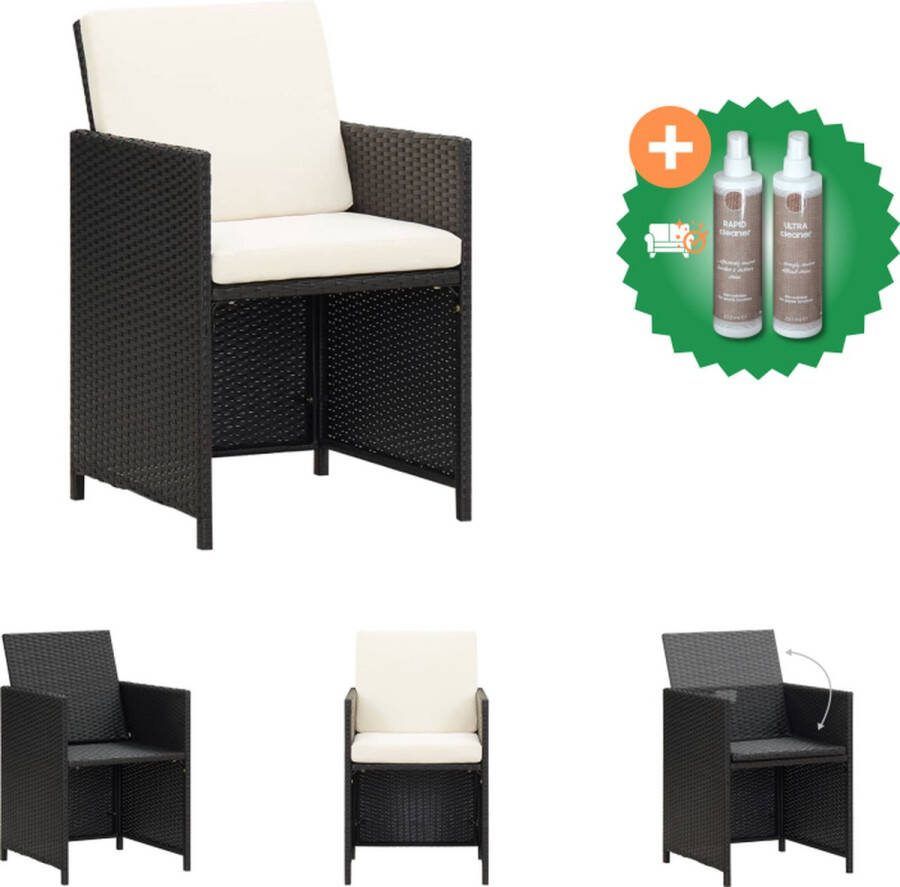 VidaXL Rattan Buiten Eetstoelen Set van 2 Zwart 52 x 56 x 85 cm Stalen Frame Tuinstoel Inclusief Onderhoudsset