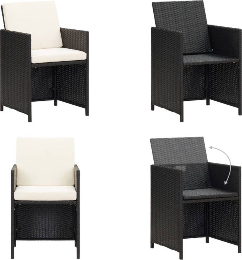 VidaXL Tuinstoelen 2 st met kussens poly rattan zwart Tuinstoel Tuinstoelen Buiten Eetstoel Buiten Eetstoelen
