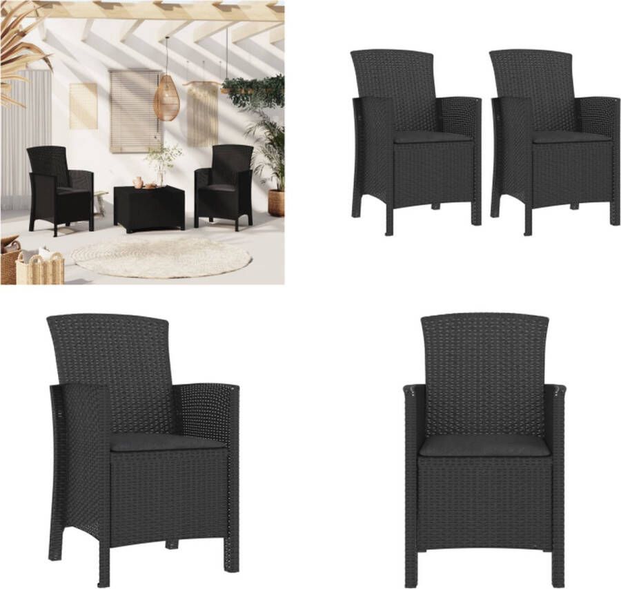 VidaXL Tuinstoelen 2 st met kussens polypropeen rattan grafietkleurig Tuinstoel Tuinstoelen Rattan Stoel Rattan Tuinstoel