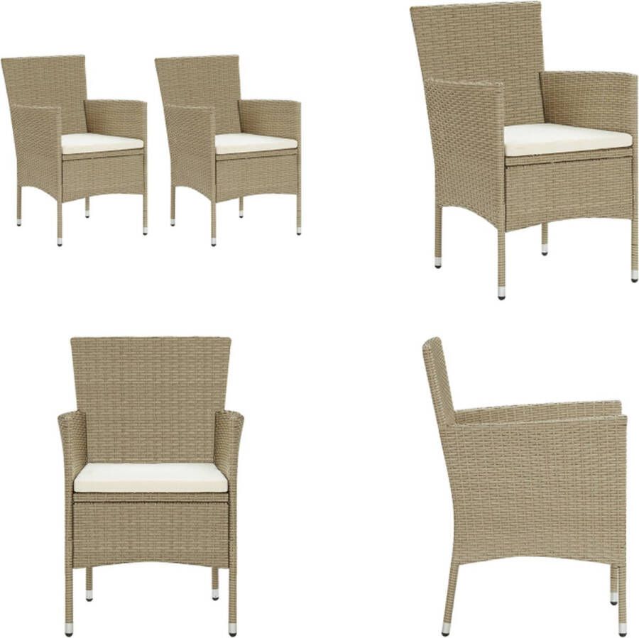VidaXL Tuinstoelen 2 st poly rattan beige Buitenstoel Buitenstoelen Tuinstoel Tuinstoelen