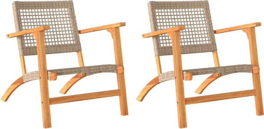 VidaXL Tuinstoelen 2 st poly rattan en acaciahout beige