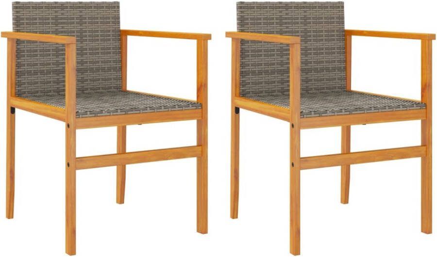 VidaXL Tuinstoelen 2 st poly rattan en massief hout grijs
