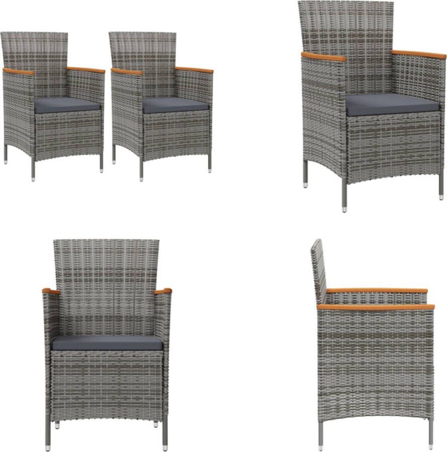 VidaXL Tuinstoelen 2 st poly rattan grijs Tuinstoel Tuinstoelen Stoel Gazonstoel