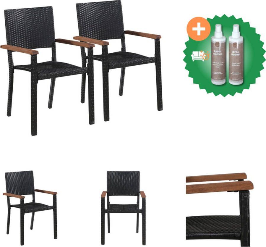 VidaXL Tuinstoelen 2 st poly rattan zwart Tuinstoel Inclusief Onderhoudsset