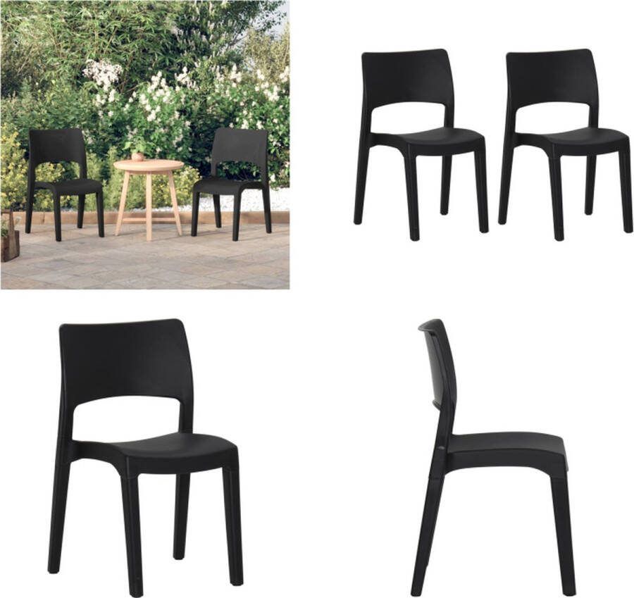VidaXL Tuinstoelen 2 st polypropeen antraciet Tuinstoel Tuinstoelen Campingstoel Kampeerstoel