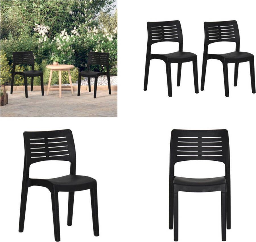 VidaXL Tuinstoelen 2 st polypropeen antracietkleurig Tuinstoel Tuinstoelen Campingstoel Kampeerstoel