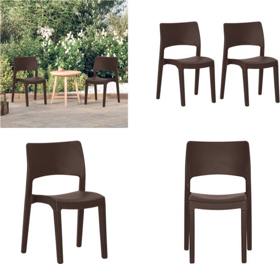 VidaXL Tuinstoelen 2 st polypropeen mokkakleurig Tuinstoel Tuinstoelen Campingstoel Kampeerstoel