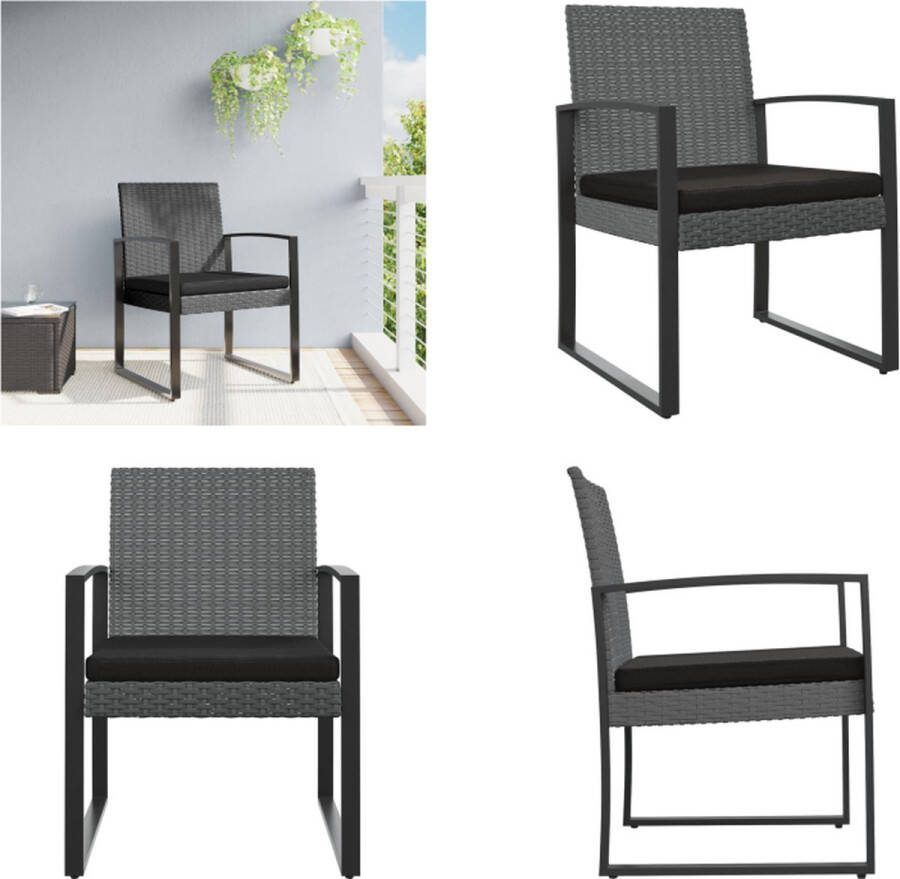 VidaXL Tuinstoelen 2 st polypropeen rattan donkergrijs Tuinstoel Tuinstoelen Campingstoel Terrasstoel