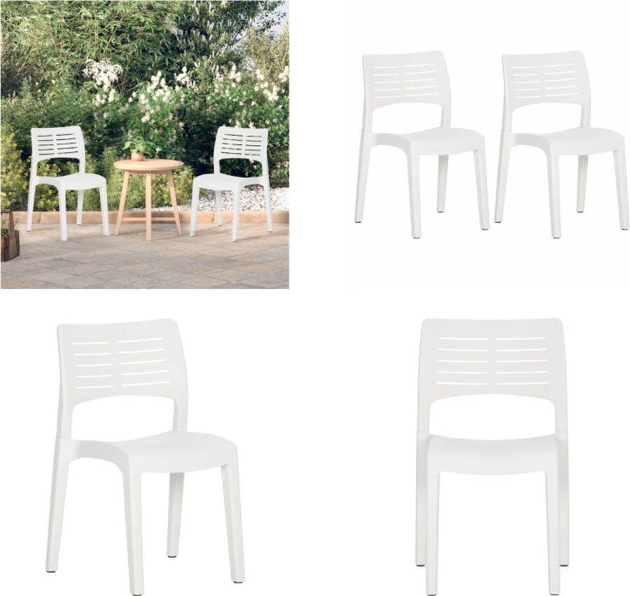 VidaXL Tuinstoelen 2 st polypropeen wit Tuinstoel Tuinstoelen Campingstoel Kampeerstoel