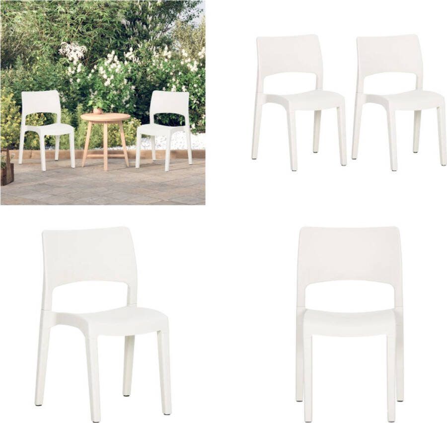 VidaXL Tuinstoelen 2 st polypropeen wit Tuinstoel Tuinstoelen Campingstoel Kampeerstoel