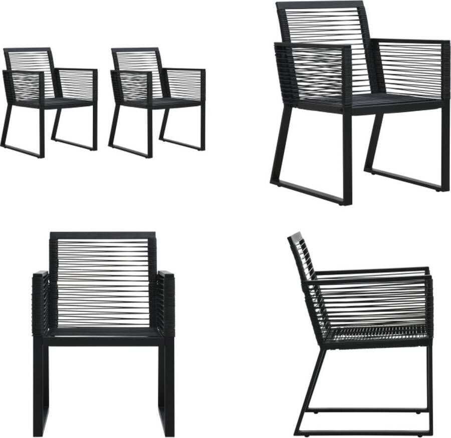 VidaXL Tuinstoelen 2 st PVC-rattan zwart Buitenstoel Buitenstoelen Tuinstoel Tuinstoelen