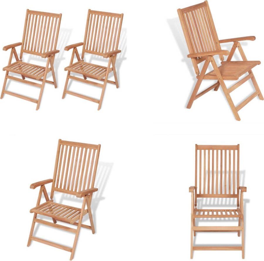VidaXL Tuinstoelen 2 st verstelbaar massief teakhout Houten Stoel Houten Stoelen Tuin Stoel Tuin Stoelen