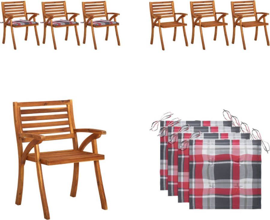 VidaXL Tuinstoelen 3 st met kussens massief acaciahout Eetkamerstoel Eetkamerstoelen Houten Eetkamerstoel Houten Eetkamerstoelen