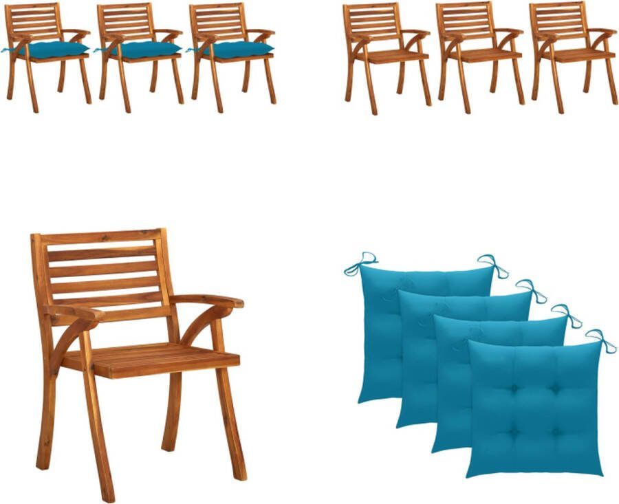 VidaXL Tuinstoelen 3 st met kussens massief acaciahout Eetkamerstoel Eetkamerstoelen Houten Eetkamerstoel Houten Eetkamerstoelen