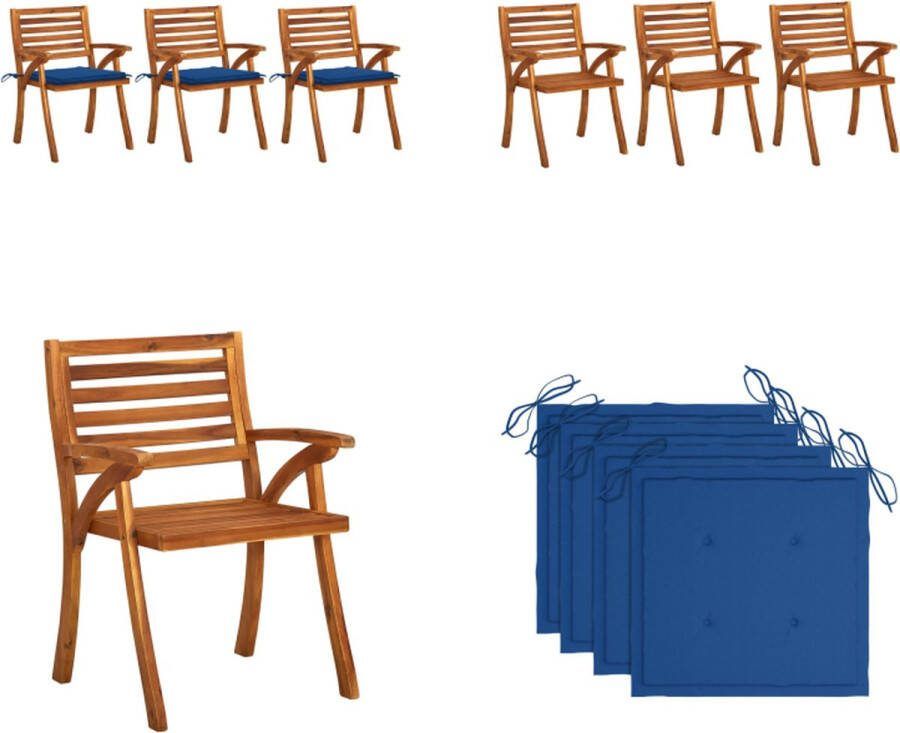 VidaXL Tuinstoelen 3 st met kussens massief acaciahout Eetkamerstoel Eetkamerstoelen Houten Eetkamerstoel Houten Eetkamerstoelen