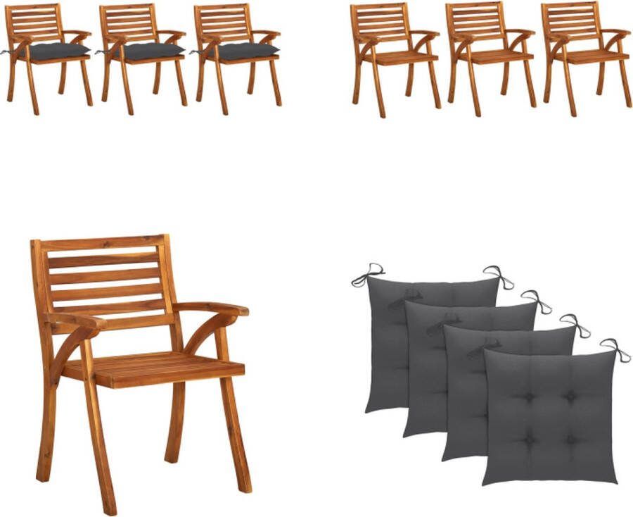 VidaXL Tuinstoelen 3 st met kussens massief acaciahout Eetkamerstoel Eetkamerstoelen Houten Eetkamerstoel Houten Eetkamerstoelen
