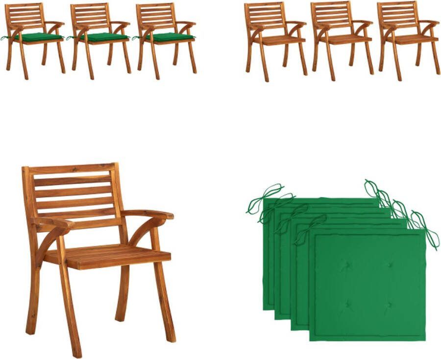 VidaXL Tuinstoelen 3 st met kussens massief acaciahout Eetkamerstoel Eetkamerstoelen Houten Eetkamerstoel Houten Eetkamerstoelen