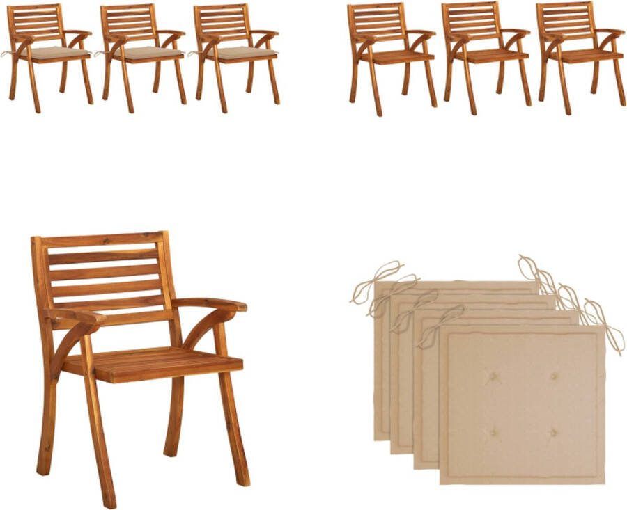 VidaXL Tuinstoelen 3 st met kussens massief acaciahout Eetkamerstoel Eetkamerstoelen Houten Eetkamerstoel Houten Eetkamerstoelen