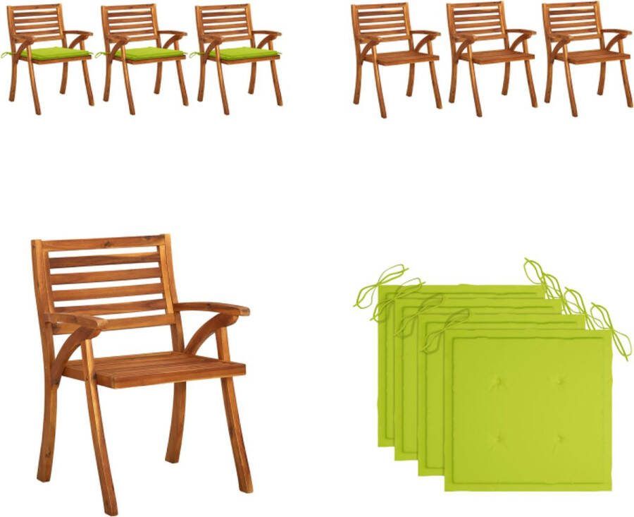 VidaXL Tuinstoelen 3 st met kussens massief acaciahout Eetkamerstoel Eetkamerstoelen Houten Eetkamerstoel Houten Eetkamerstoelen