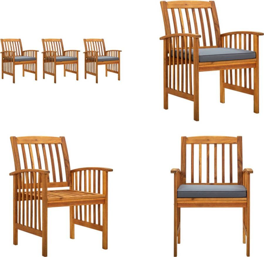 VidaXL Tuinstoelen 3 st met kussens massief acaciahout Eetkamerstoel Eetkamerstoelen Houten Eetkamerstoel Houten Eetkamerstoelen