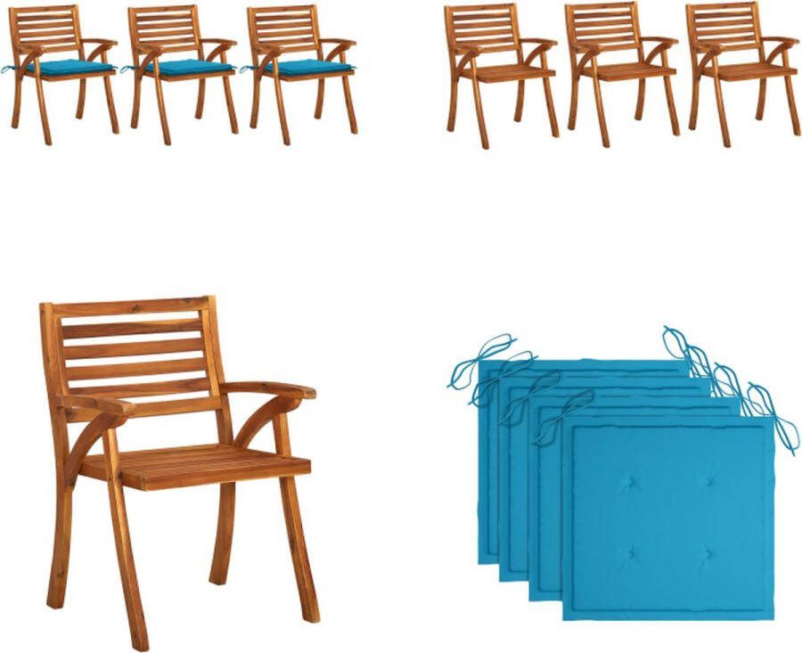 VidaXL Tuinstoelen 3 st met kussens massief acaciahout Eetkamerstoel Eetkamerstoelen Houten Eetkamerstoel Houten Eetkamerstoelen