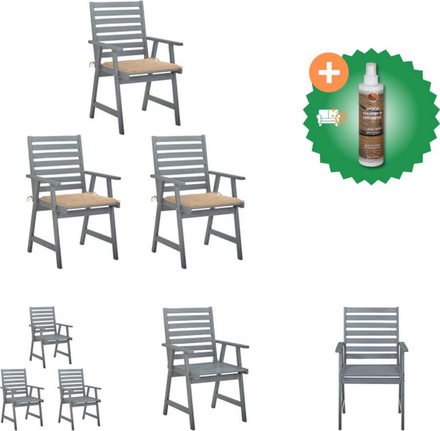 VidaXL Tuinstoelen 3 st met kussens massief acaciahout Tuinstoel Inclusief Houtreiniger en verfrisser