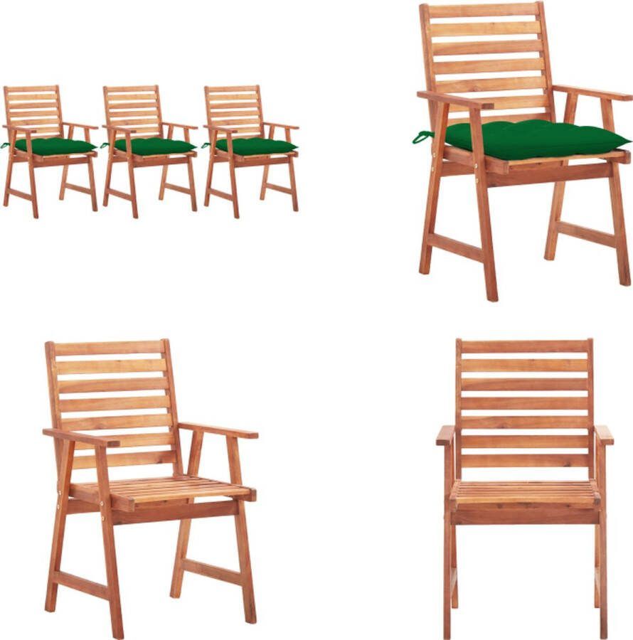 VidaXL Tuinstoelen 3 st met kussens massief acaciahout Tuinstoel Tuinstoelen Tuin Stoel Tuin Stoelen