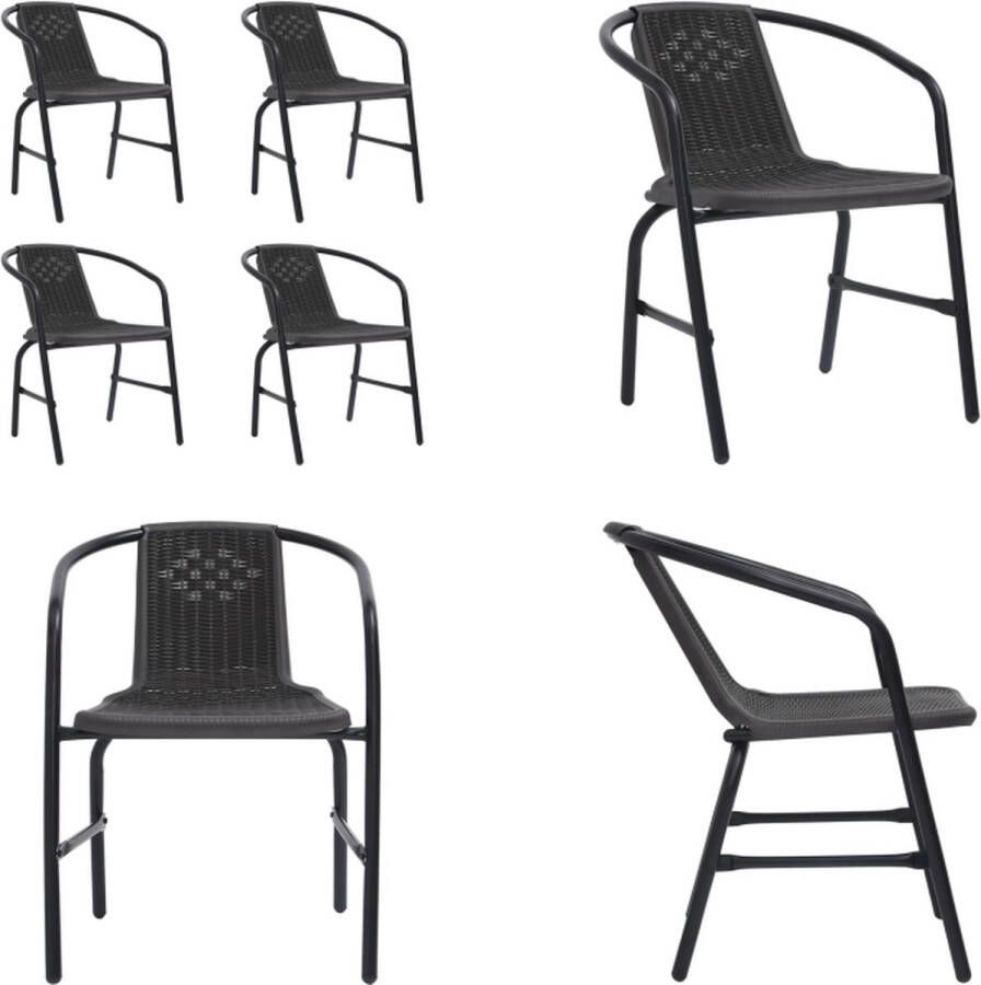 VidaXL Tuinstoelen 4 st 110 kg kunststof rattan en staal Tuinstoel Tuinstoelen Buitenstoel Stoel