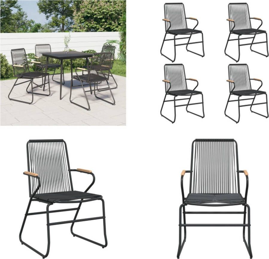VidaXL Tuinstoelen 4 st 58x59x85-5 cm PVC-rattan zwart Tuinstoel Tuinstoelen Campingstoel Tuinmeubel