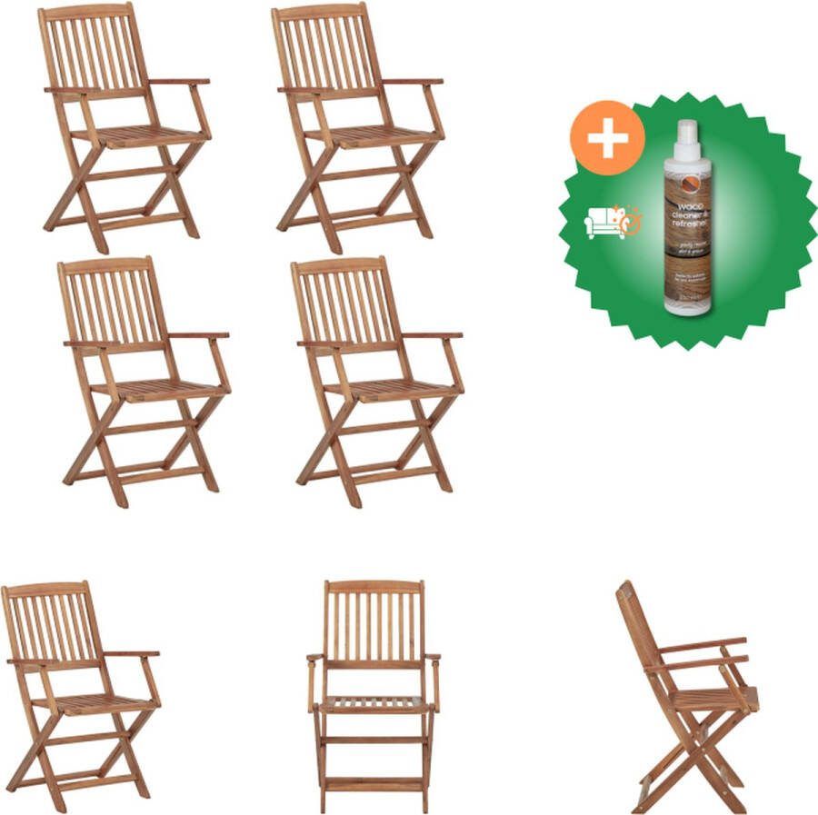 VidaXL Klapstoelen Acaciahout 54 x 57 x 91 cm Weerbestendig Tuinstoel Inclusief Houtreiniger en verfrisser